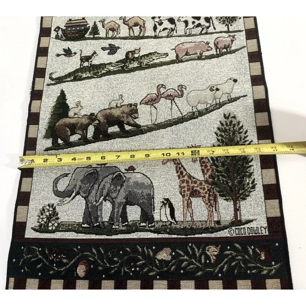 VTG Coco Dowley Noahs Ark Woven Tapestry Wall Hanging Mini 17x24-26 No Rod